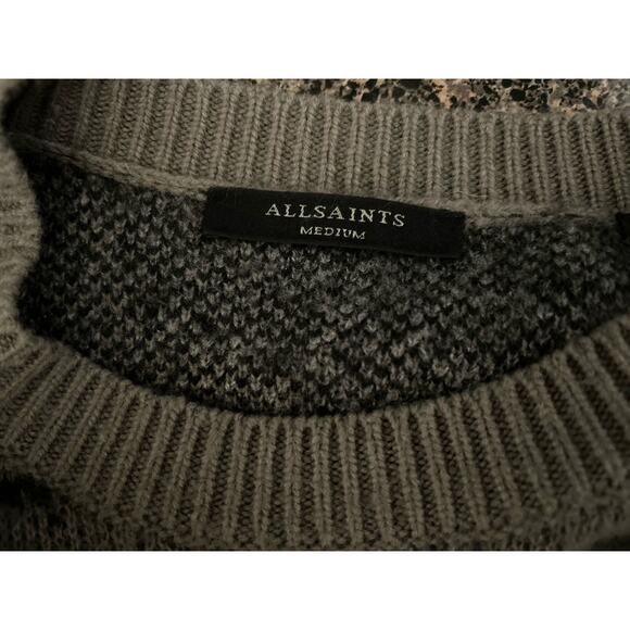 AllSaints Women's Asko Camo Jumper Dark Gray Wool Blend Sweater - Size Medium - Picture 4 of 6